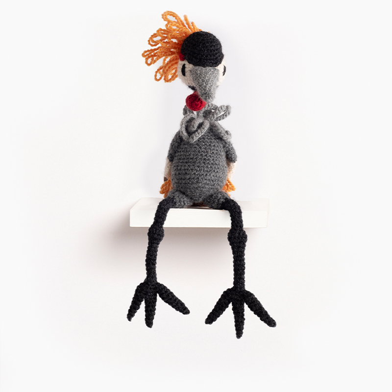 grey crowned crane bird crochet amigurumi project pattern kerry lord Edward's menagerie